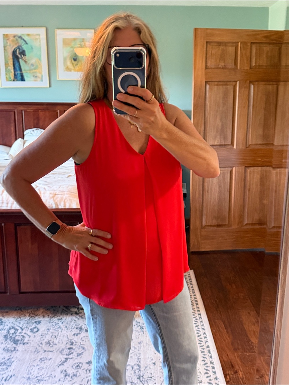DR2 Bright Red V-Neck Sleeveless Camisole